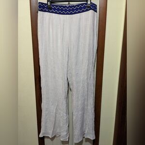 AGB Palazzo Blue and White Wide Leg Pants Size XL Resort Vacation Wear